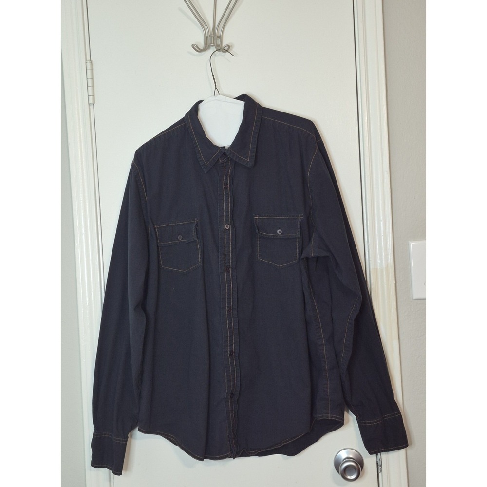 Rare Vintage Men's XL Faded Black Long Sleeves Shirt Western Workwear Minimalist